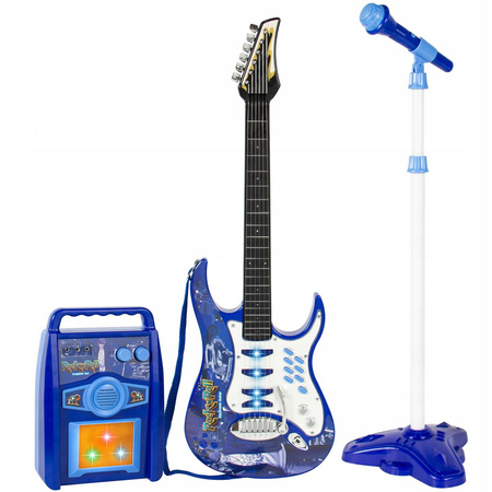 GITARA ELEKTRYCZNA DLA DZIECI MIKROFON +WZMACNIACZ
