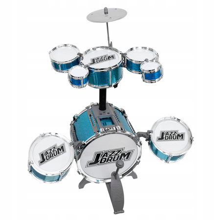 ZESTAW PERKUSYJNY DLA DZIECI JAZZ DRUM 8 BĘBNÓW TALERZ PERKUSJA + TABORET
