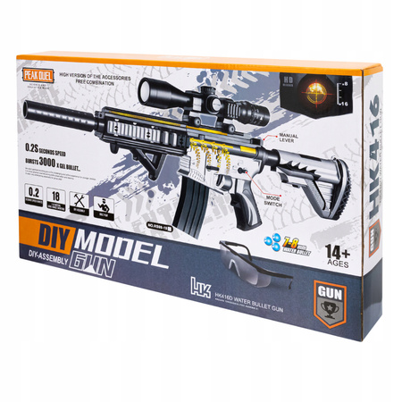 KARABIN AUTOMATYCZNY NA KULKI ŻELOWE DWA TRYBY KULKI OGROMNY 75cm + OKULARY