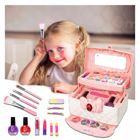 KUFEREK KOSMETYKÓW DLA DZIEWCZYNKI MAKE UP CIENIE BROKAT LAKIERY LUSTERKO