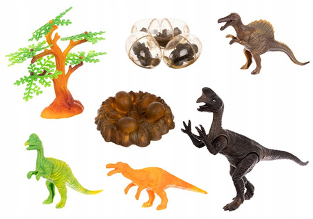 INTERAKTYWNY DINOZAUR T-REX ZNOSI JAJA CHODZI RYCZY ŚWIECI ZIEJE + STADO