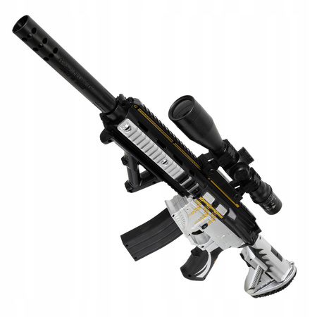 KARABIN AUTOMATYCZNY NA KULKI ŻELOWE DWA TRYBY KULKI OGROMNY 75cm + OKULARY