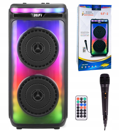 MOCNY GŁOŚNIK BLUETOOTH USB SD AUX RADIO PRZENOŚNY BOOMBOX MIKROFON KARAOKE