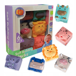 KLOCKI SENSORYCZNE UROCZE ZWIERZAKI KOSTKI GUMOWE 6EL MONTESSORI ZESTAW