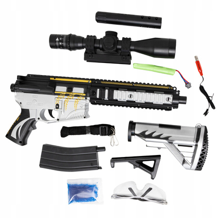 KARABIN AUTOMATYCZNY NA KULKI ŻELOWE DWA TRYBY KULKI OGROMNY 75cm + OKULARY