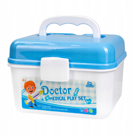 MAŁY DOKTOR ZESTAW LEKARSKI W KUFERKU DLA DZIEWCZYNKI FARTUCH AKCESORIA