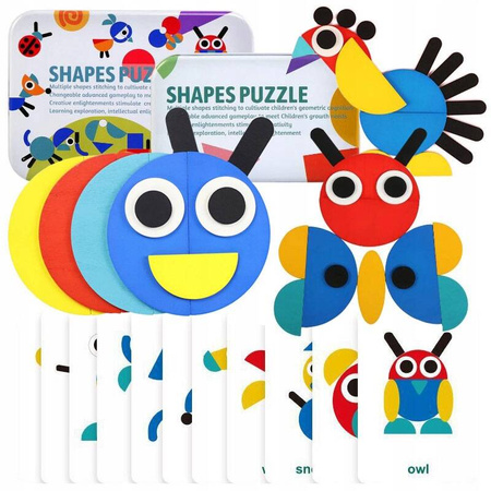DREWNIANE PUZZLE UKŁADANKA GRA LOGICZNA MONTESSORI