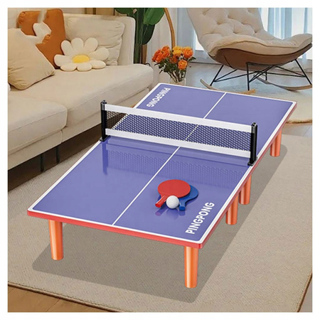 DREWNIANY STÓŁ DO PING PONGA DLA DZIECI TENIS STOŁOWY MOBILNA GRA + PALETKI