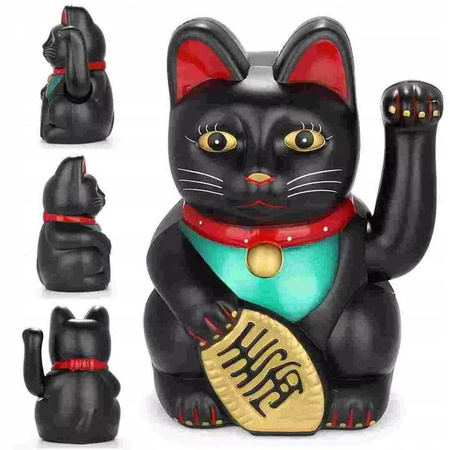 JAPOŃSKI KOT MANEKI-NEKO CHIŃSKI KOT SZCZĘŚCIA CZARNY