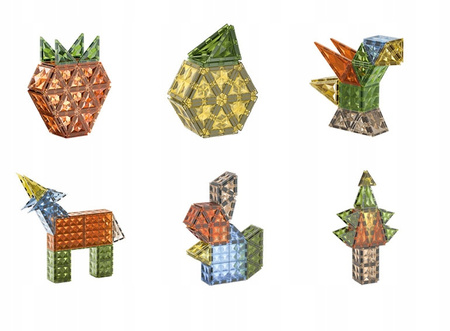 MAGNETYCZNE KLOCKI KONSTRUKCYJNE ŚWIECĄCY ZESTAW DINOZAURY MAGNESY LED 98EL