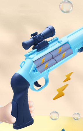 PISTOLET AUTOMAT DO BANIEK WYRZUTNIA BAŃKOWA DLA DZIECI ŚWIATŁO LED ZESTAW