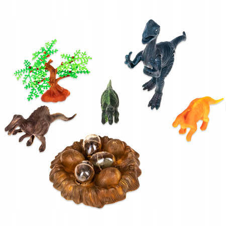INTERAKTYWNY DINOZAUR T-REX ZNOSI JAJA CHODZI RYCZY ŚWIECI ZIEJE + STADO
