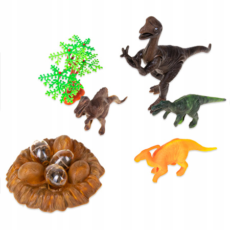 INTERAKTYWNY DINOZAUR T-REX ZNOSI JAJA CHODZI RYCZY ŚWIECI ZIEJE + STADO
