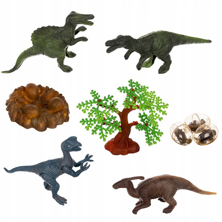 INTERAKTYWNY DINOZAUR T-REX ZNOSI JAJA CHODZI RYCZY ŚWIECI ZIEJE + STADO