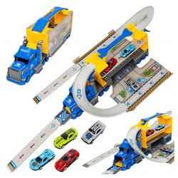 TOR SAMOCHODOWY CIĘŻARÓWKA TIR ZJEŻDŻALNIA PARKING DLA DZIECI + 4 RESORAKI