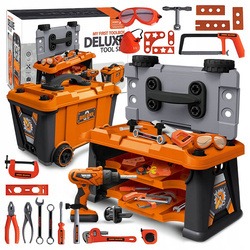 WARSZTAT MAJSTERKOWICZA DLA DZIECI SKRZYNKA ZESTAW Z NARZĘDZIAMI WKRĘTARKA