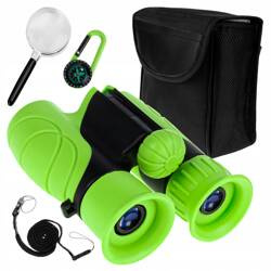 LORNETKA DLA DZIECI 8X21 OPTYKA ZOOM DZIEŃ I NOC LUPA KOMPAS ETUI REGULACJA