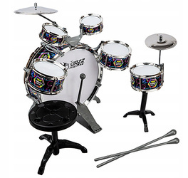 PERKUSJA DLA DZIECI ZESTAW BĘBNÓW TALERZE DUŻA