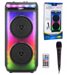 MOCNY GŁOŚNIK BLUETOOTH USB SD AUX RADIO PRZENOŚNY BOOMBOX MIKROFON KARAOKE