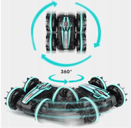 SAMOCHÓD ZDALNIE STEROWANY RC GESTAMI AMFIBIA 2 PILOTY 4x4 360° PŁYWAJĄCY